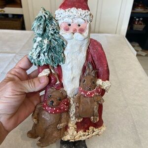 Festive Santa Figurine with Tree and Animals